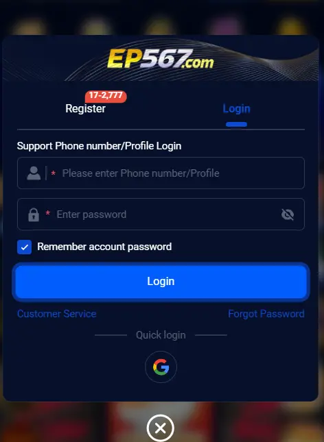 EP567 Game Login